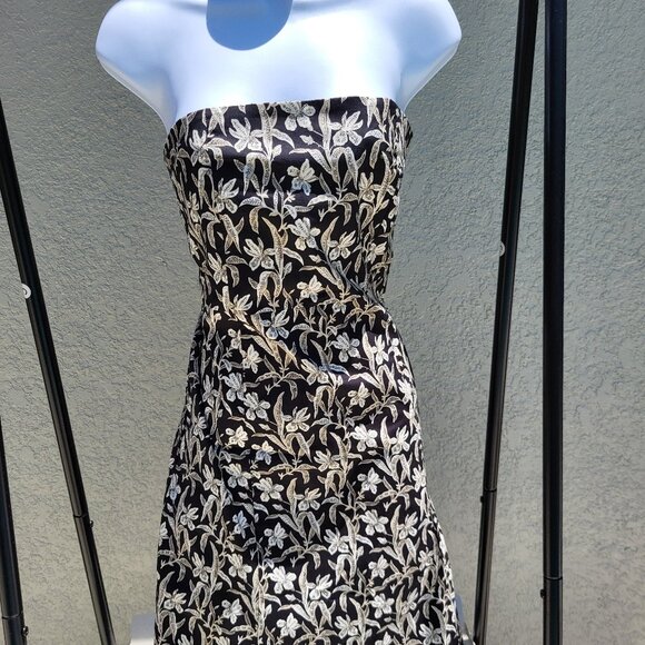 Gap Women's Summer Strapless Stretch Dress Black & White Floral - Picture 1 of 7